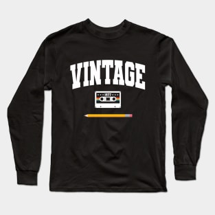 Vintage 1977 Cassette and Pencil Long Sleeve T-Shirt